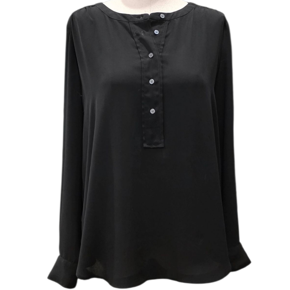 Loft Black Button-Front Blouse - image 1